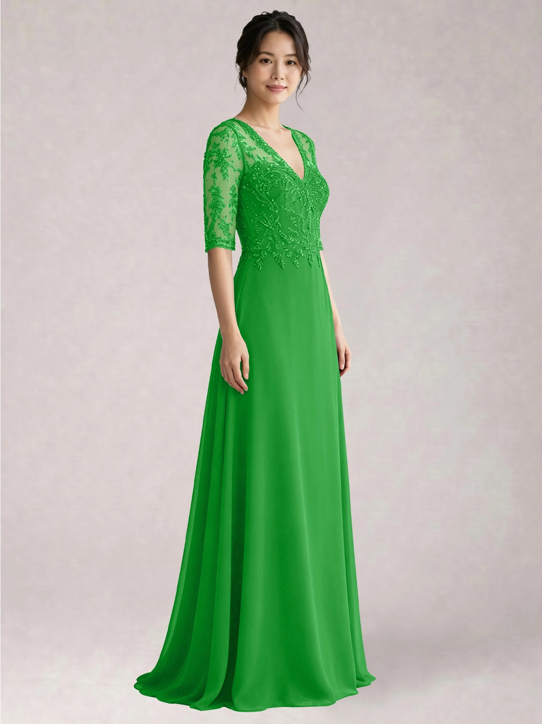 Lace Mother of the Bride Dress with Half Sleeves