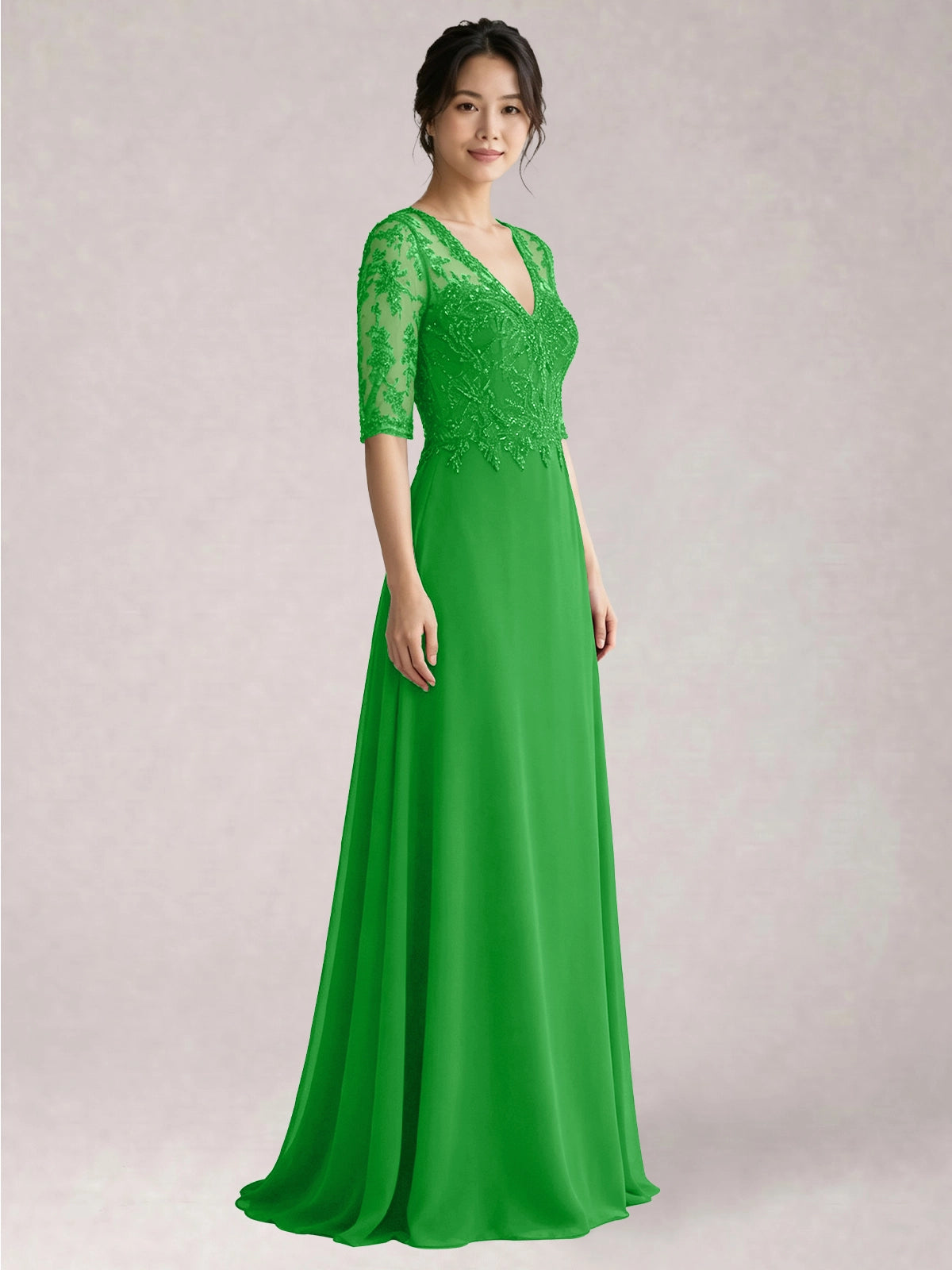 Lace Mother of the Bride Dress with Half Sleeves
