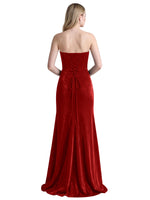 Velvet Prom Dress with Beaded Applique 