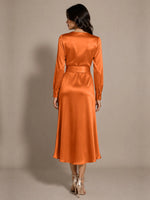Silk-like Mother of the Bride Dress with Self-Tie Sash 