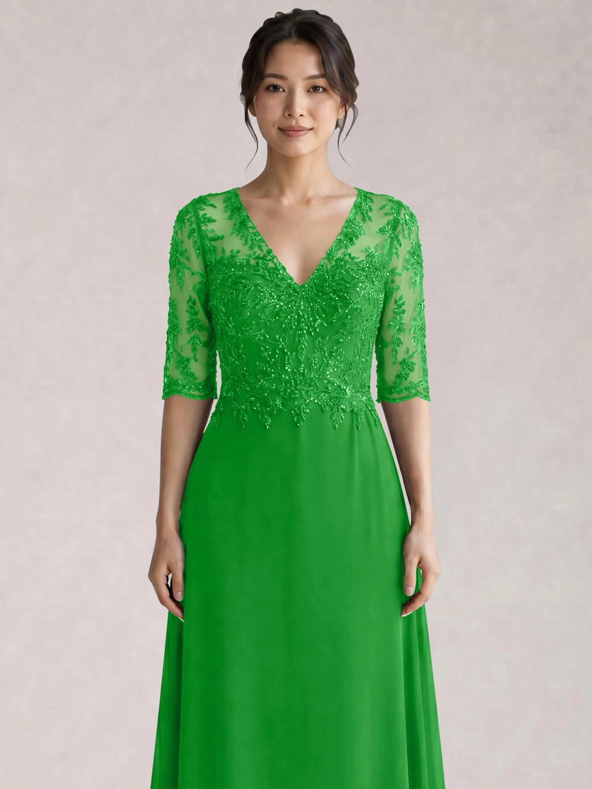 Lace Mother of the Bride Dress with Half Sleeves
