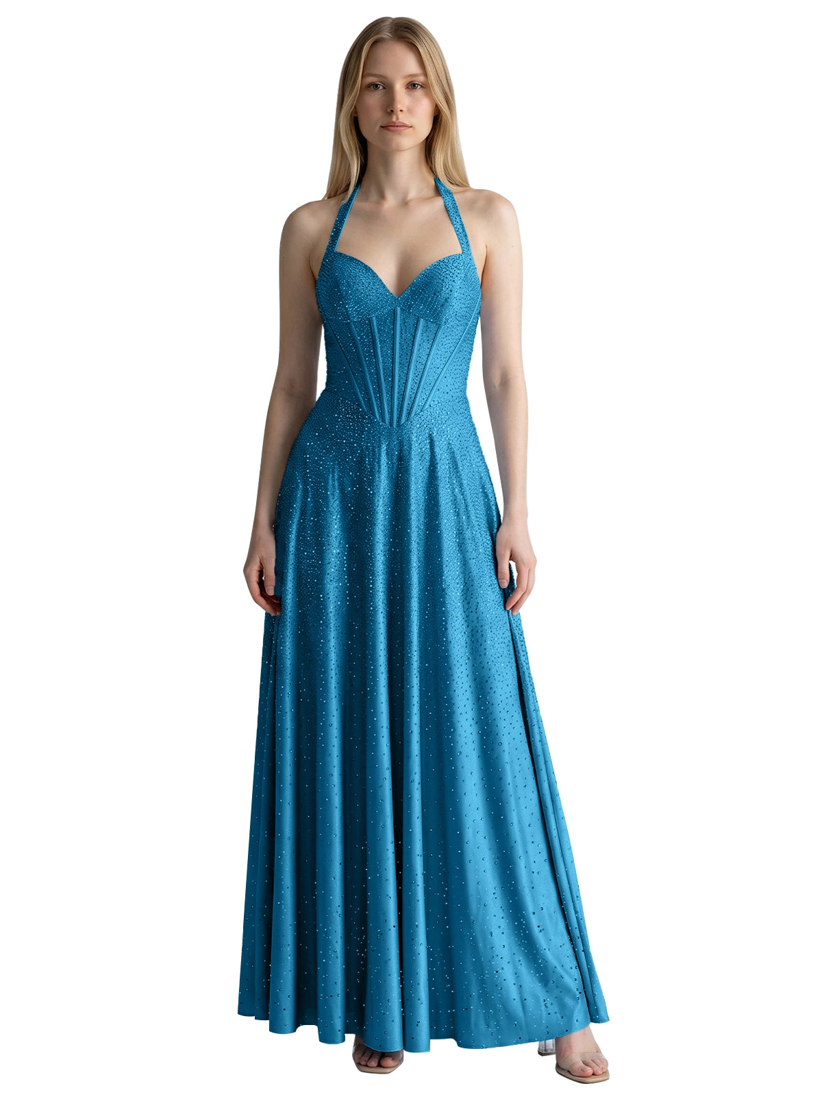 Halter Beaded Prom Dress 