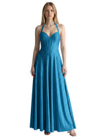 Halter Beaded Prom Dress 