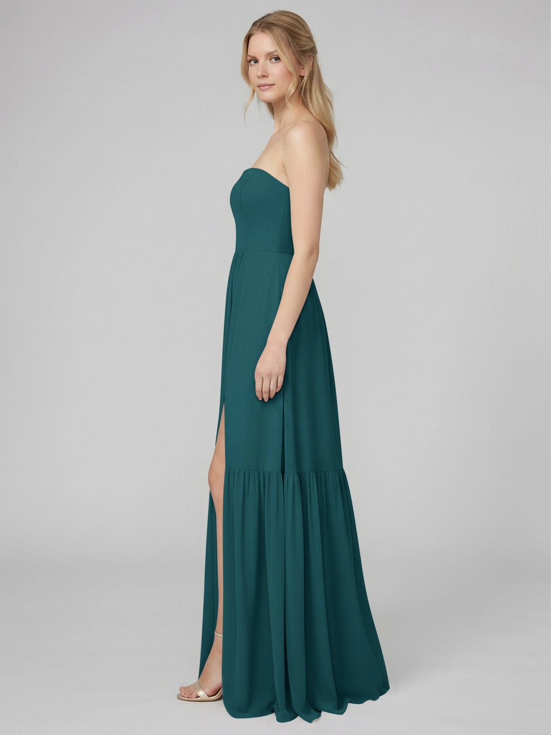 Strapless Bridesmaid Dress with Slit 