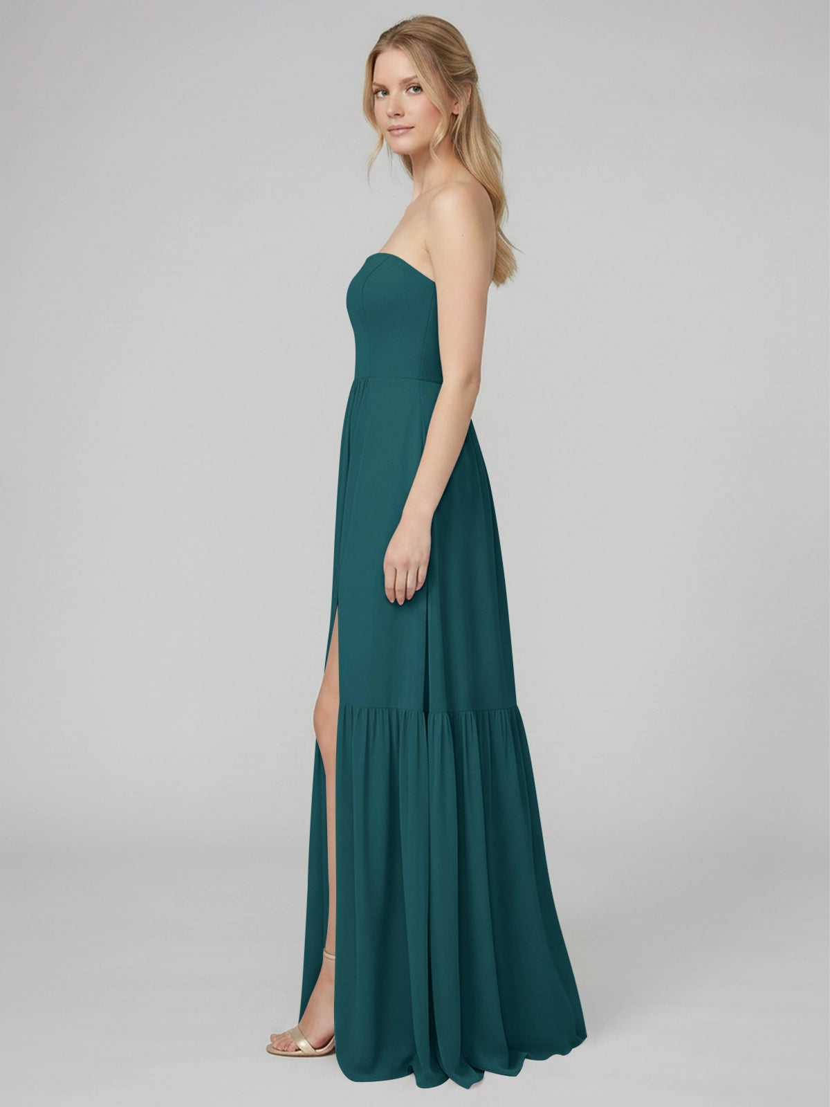 Strapless Bridesmaid Dress with Slit 