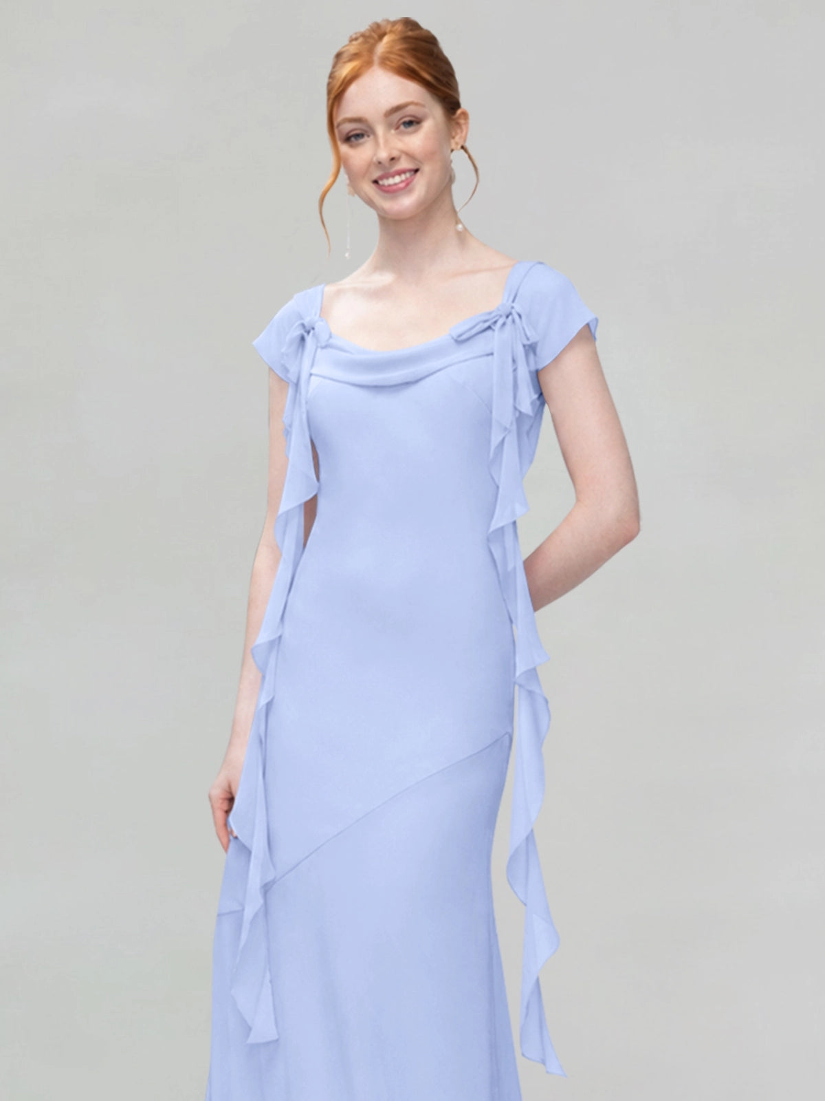Flowy Ruffle Sheath Bridesmaid Dress 