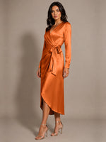 Silk-like Mother of the Bride Dress with Self-Tie Sash 