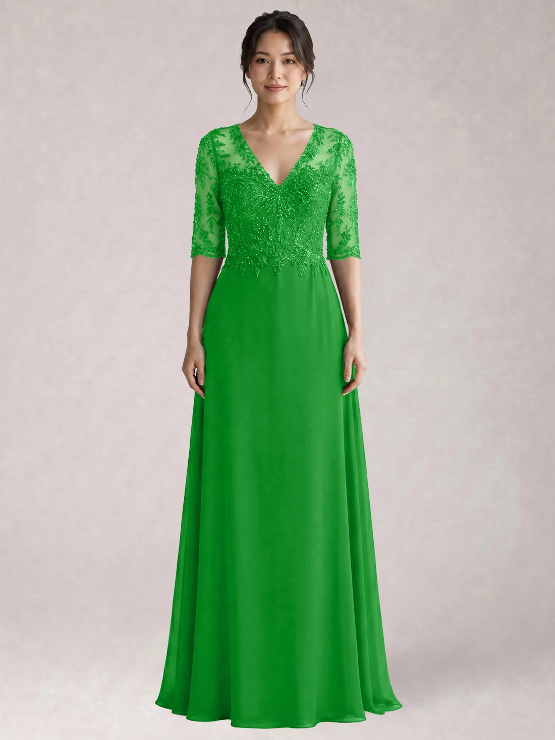 Lace Mother of the Bride Dress with Half Sleeves