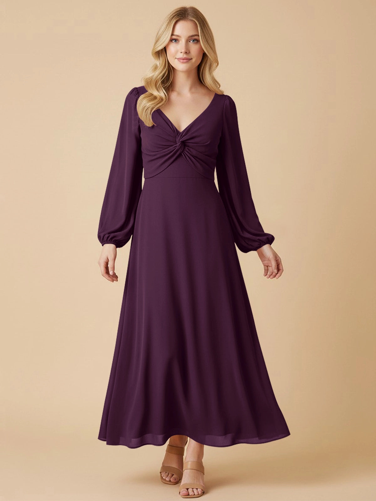 A-line Bridesmaid Dress with Long Sleeves 