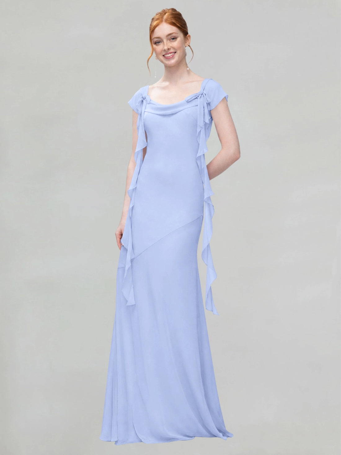 Flowy Ruffle Sheath Bridesmaid Dress 