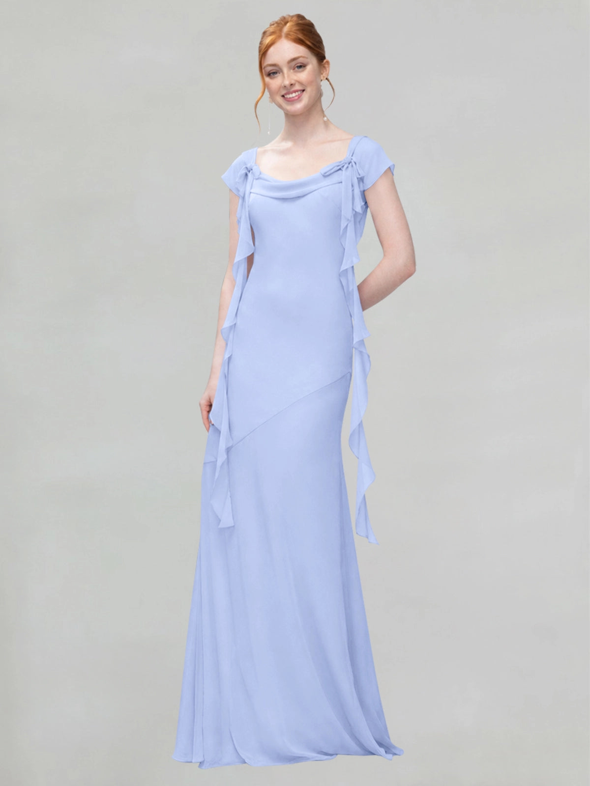 Flowy Ruffle Sheath Bridesmaid Dress 