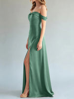 Off-the-Shoulder Slit Bridesmaid Dress 