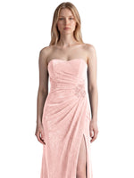 Velvet Prom Dress with Beaded Applique 