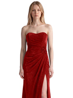Velvet Prom Dress with Beaded Applique 