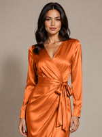 Silk-like Mother of the Bride Dress with Self-Tie Sash 