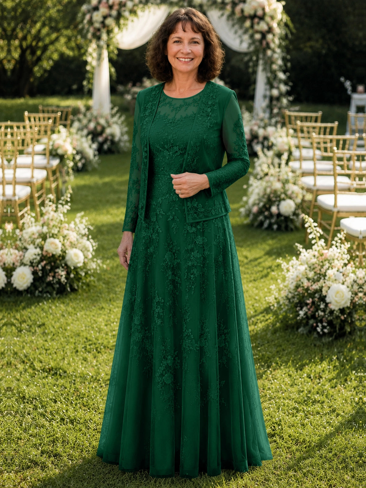 A-line Mother of the Bride Dress with Lace 