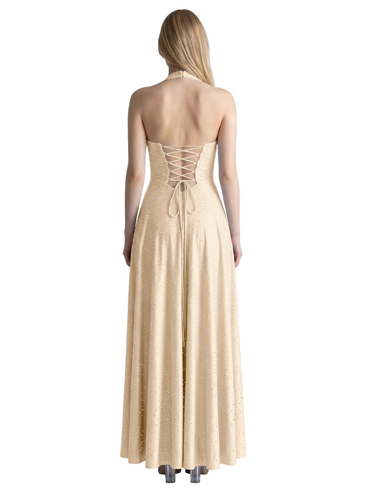Halter Beaded Prom Dress 