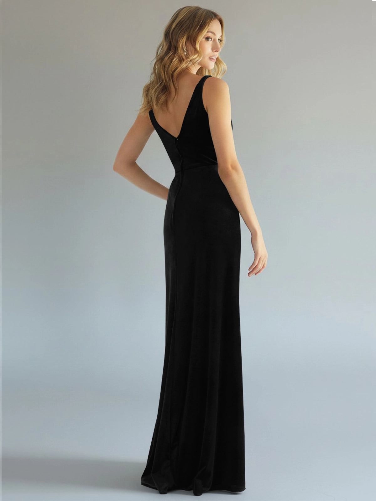 Velvet Bridesmaid Dress with Slit 