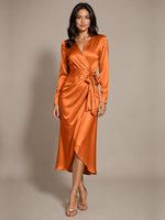 Silk-like Mother of the Bride Dress with Self-Tie Sash 