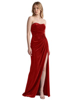 Velvet Prom Dress with Beaded Applique 