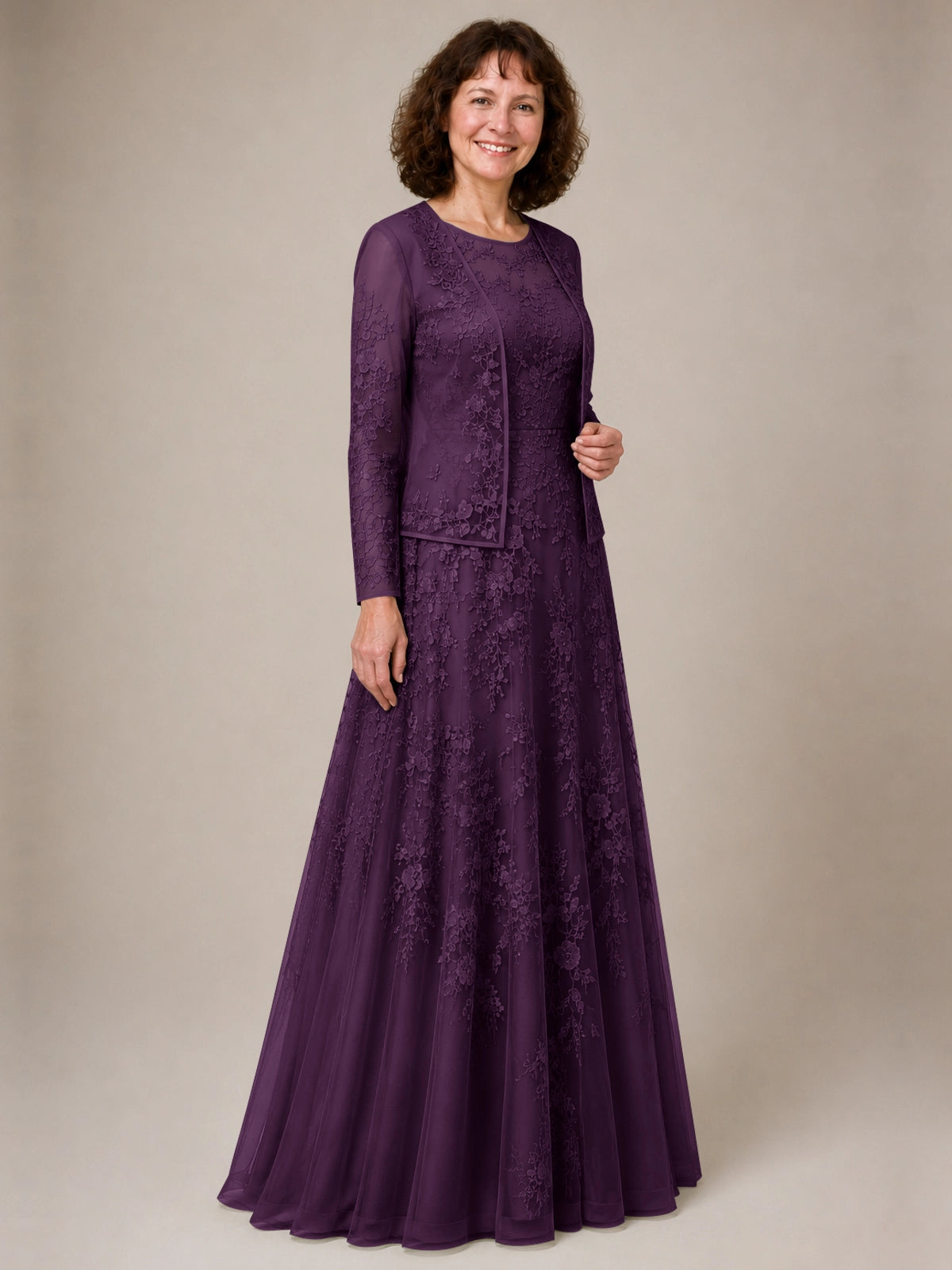 A-line Mother of the Bride Dress with Lace 