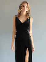 Velvet Bridesmaid Dress with Slit 