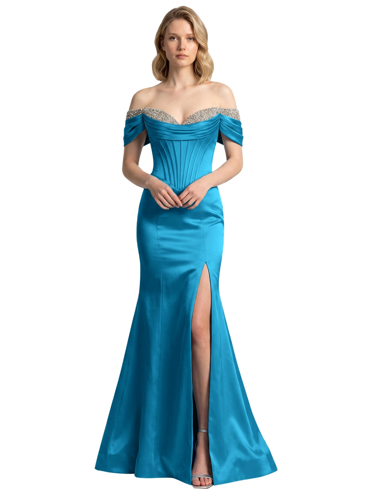 Corset Beaded Trumpet Prom Dress 