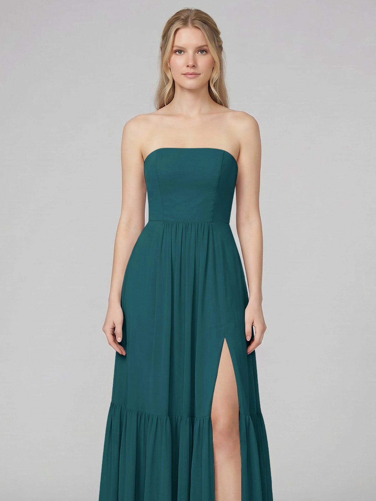 Strapless Bridesmaid Dress with Slit 