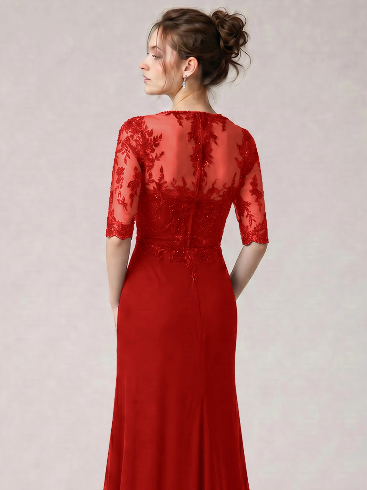 Lace Mother of the Bride Dress with Half Sleeves