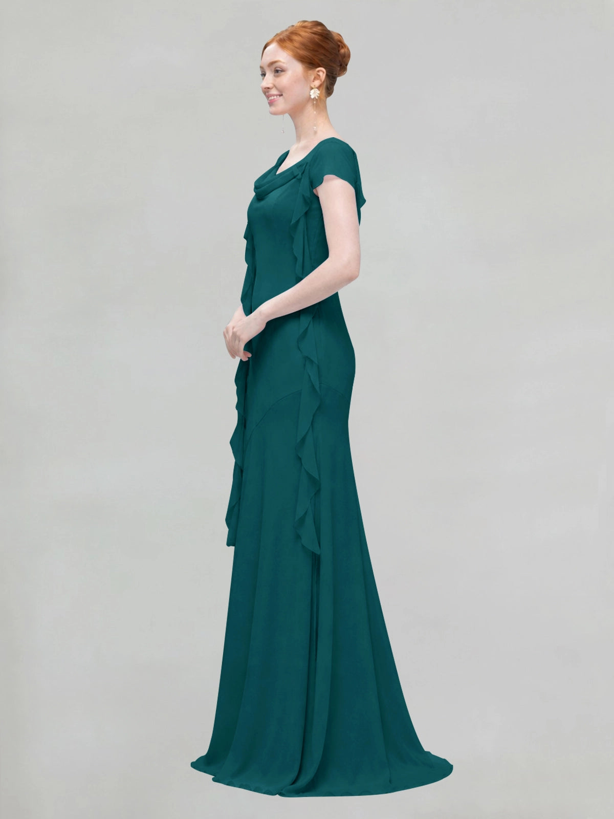 Flowy Ruffle Sheath Bridesmaid Dress 