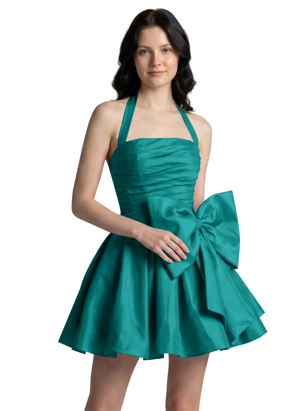 Halter Oversized Bow Mini Dress 