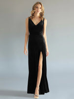 Velvet Bridesmaid Dress with Slit 