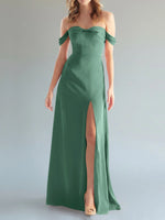 Off-the-Shoulder Slit Bridesmaid Dress 