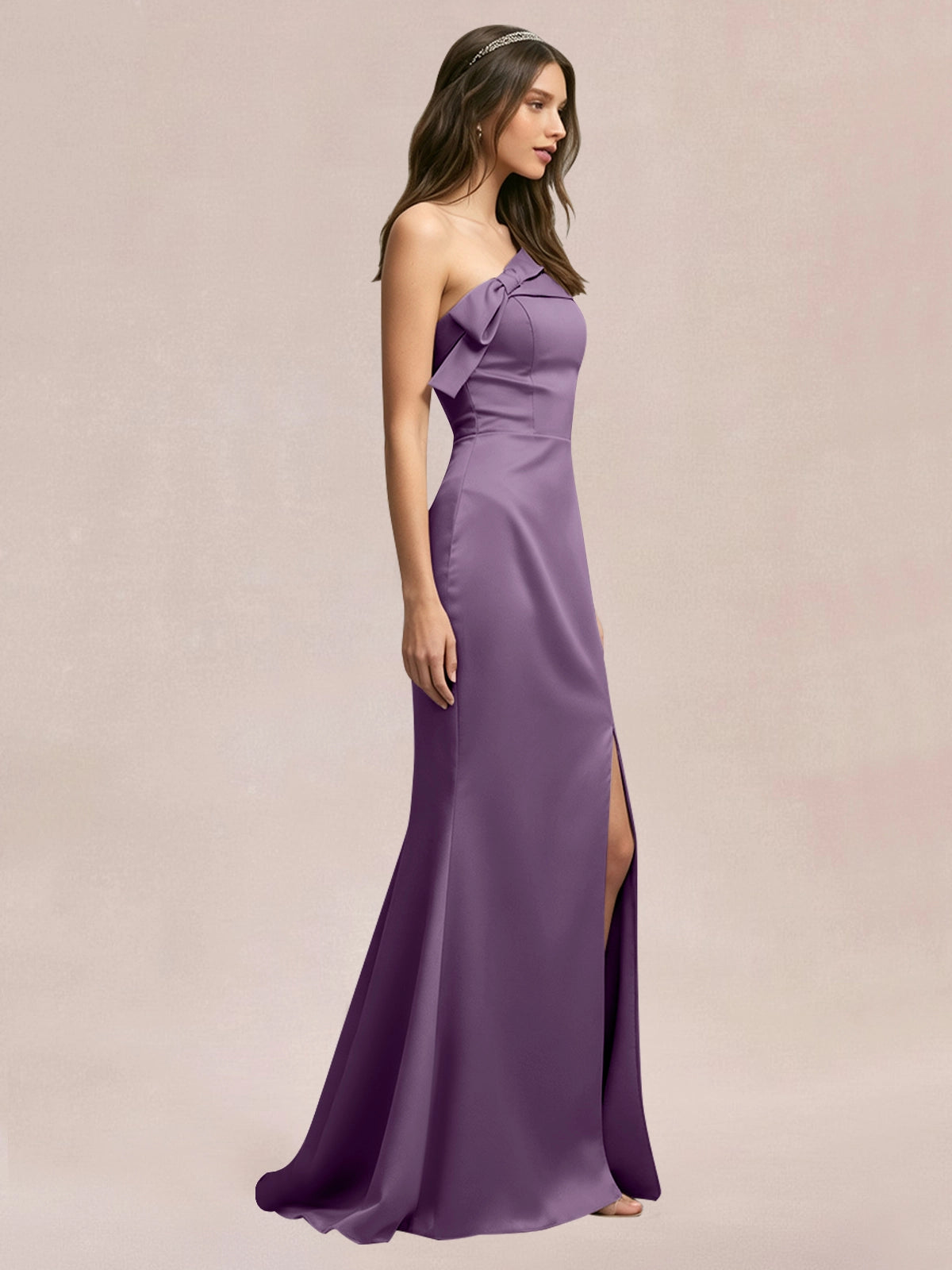 Satin Bow Accent Bridesmaid Dress 