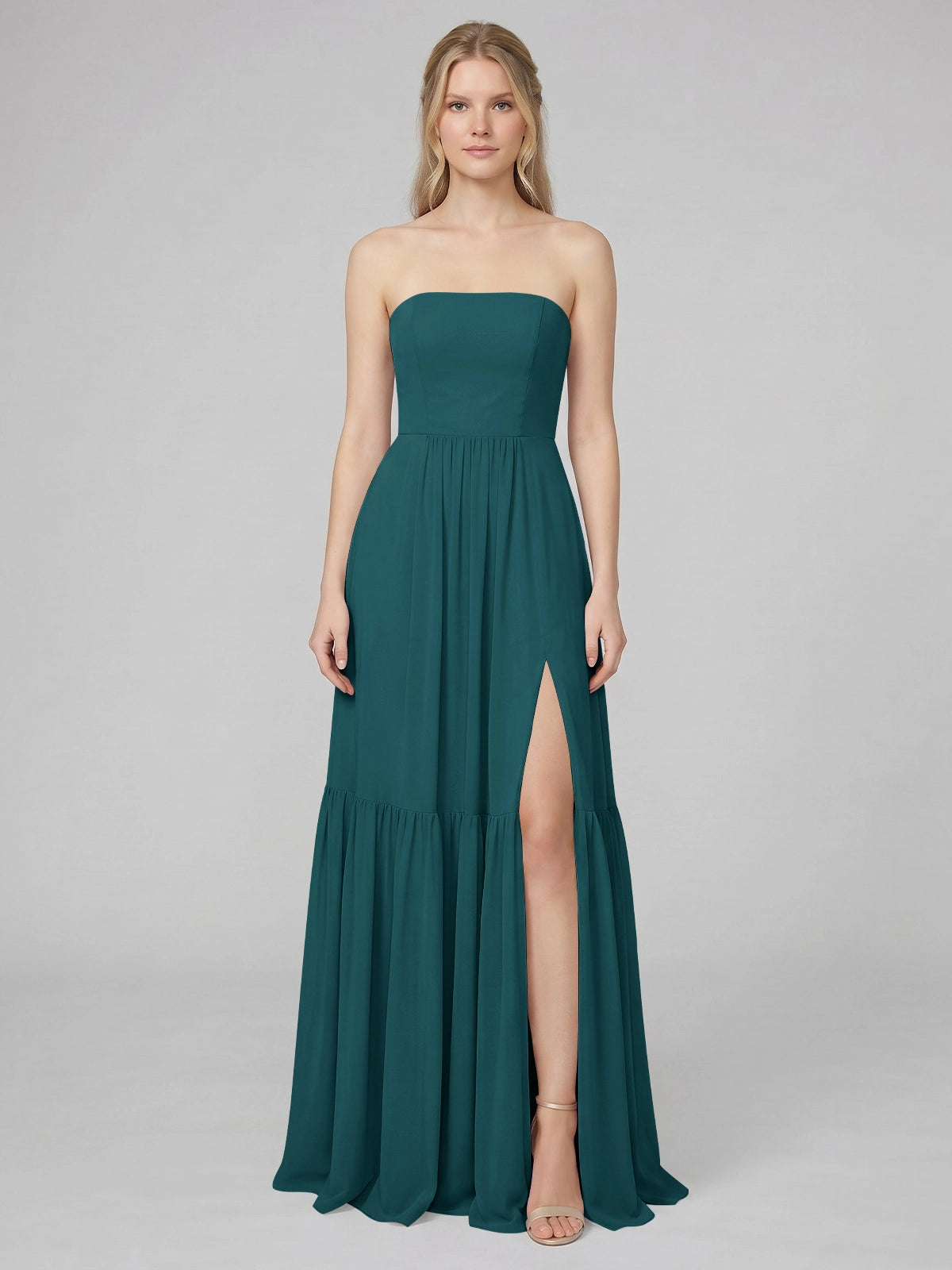 Strapless Bridesmaid Dress with Slit 