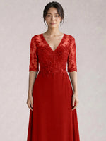 Lace Mother of the Bride Dress with Half Sleeves