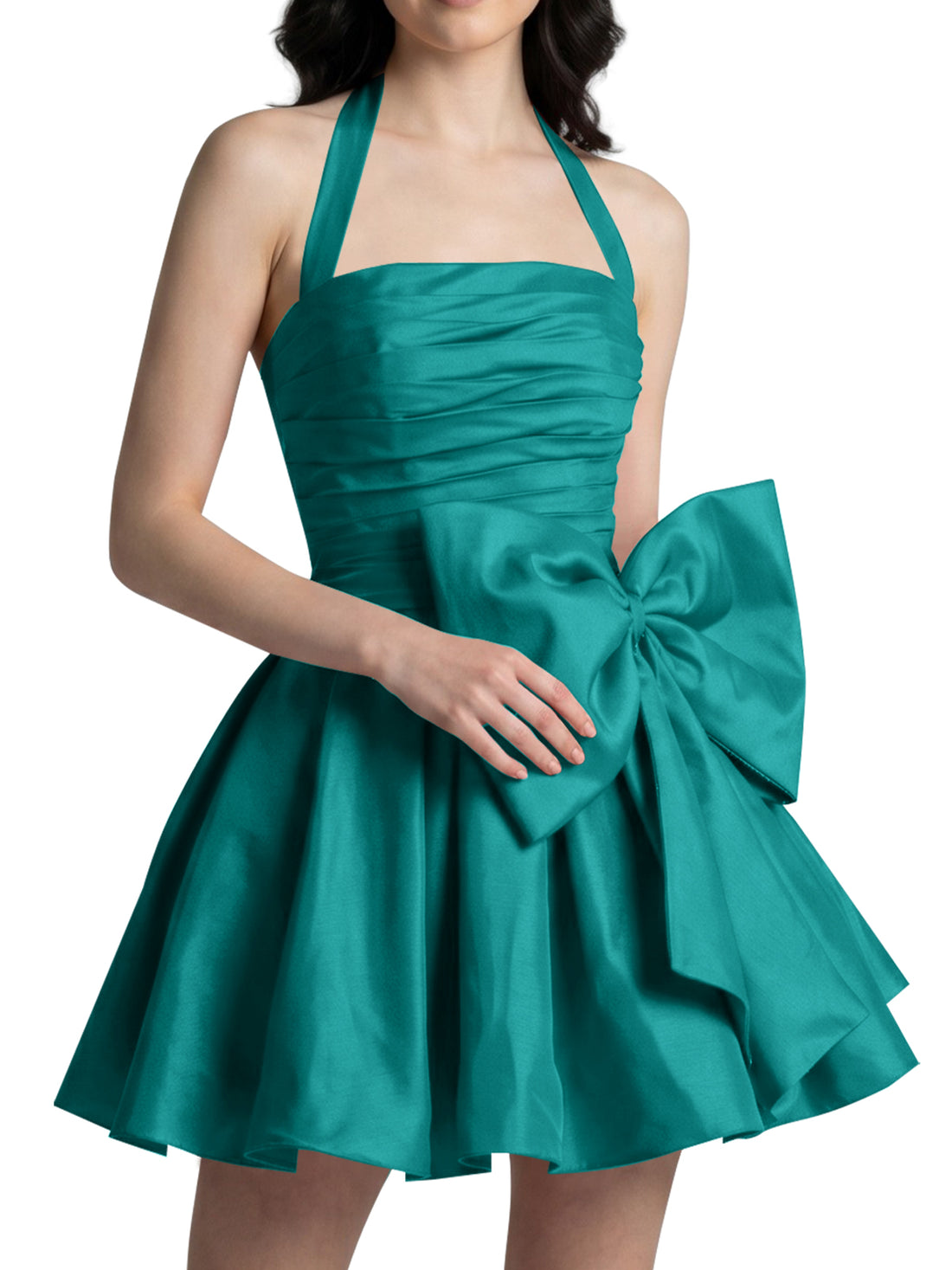 Halter Oversized Bow Mini Dress 