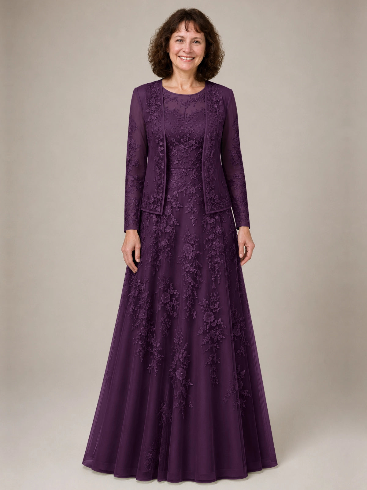 A-line Mother of the Bride Dress with Lace 