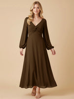 A-line Bridesmaid Dress with Long Sleeves 