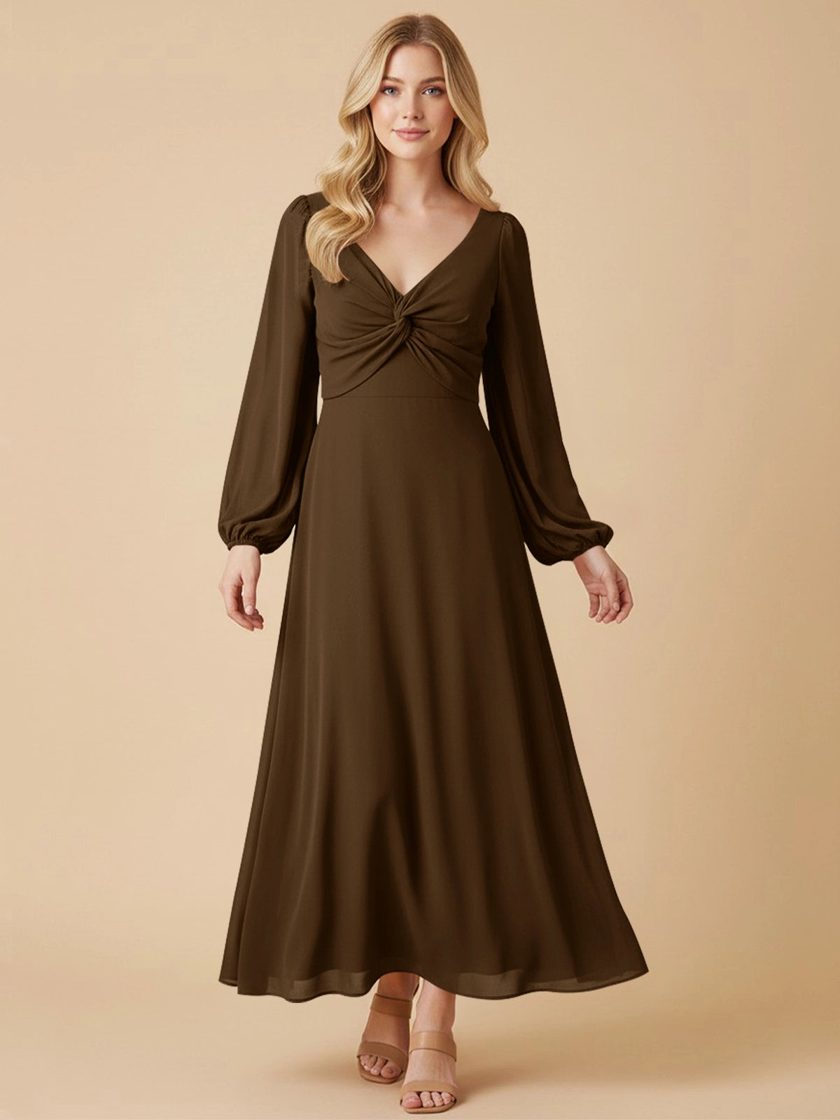 A-line Bridesmaid Dress with Long Sleeves 