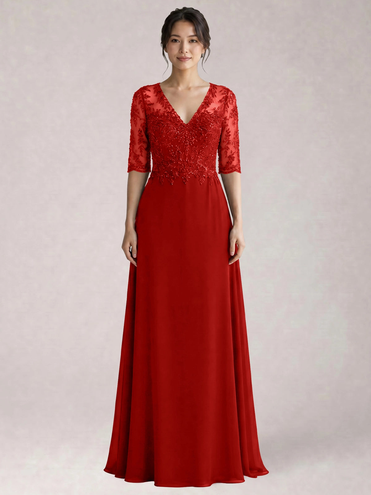 Lace Mother of the Bride Dress with Half Sleeves