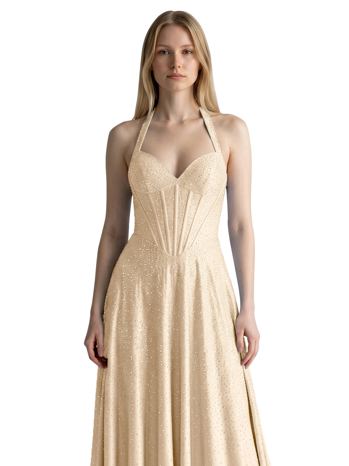 Halter Beaded Prom Dress 