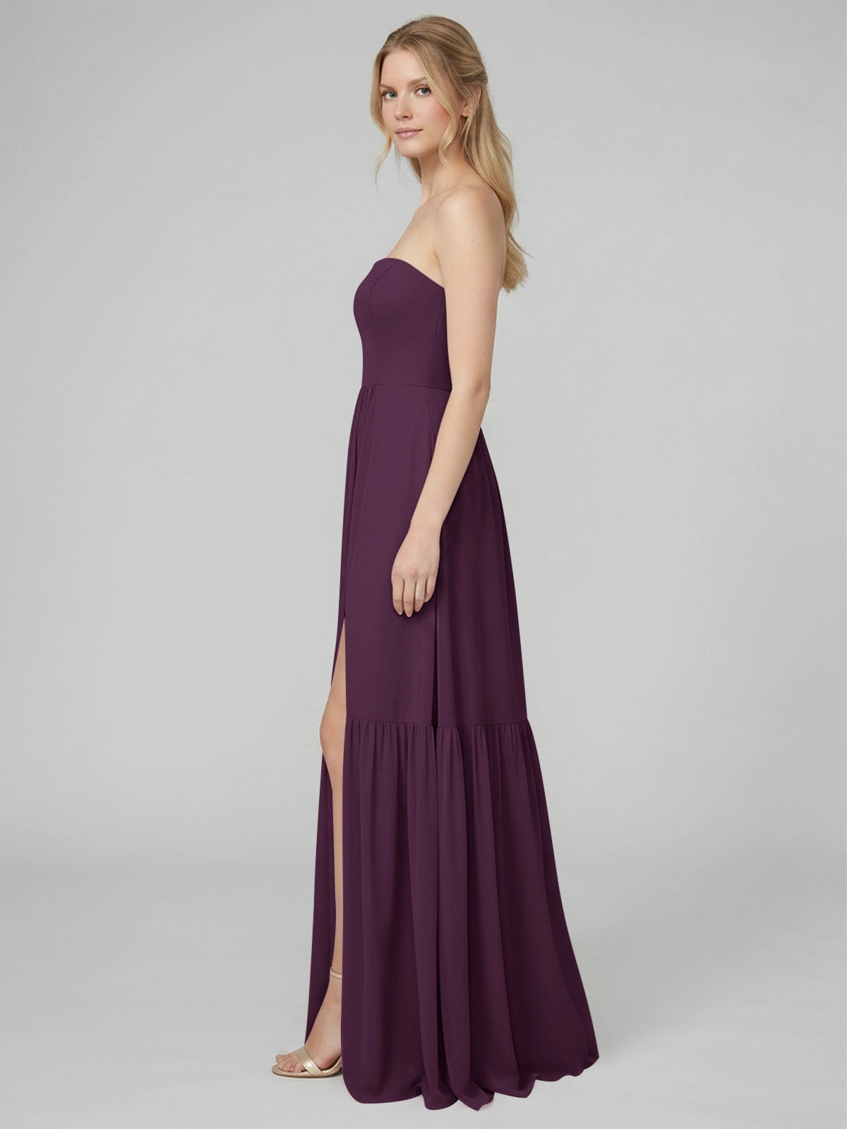Strapless Bridesmaid Dress with Slit 