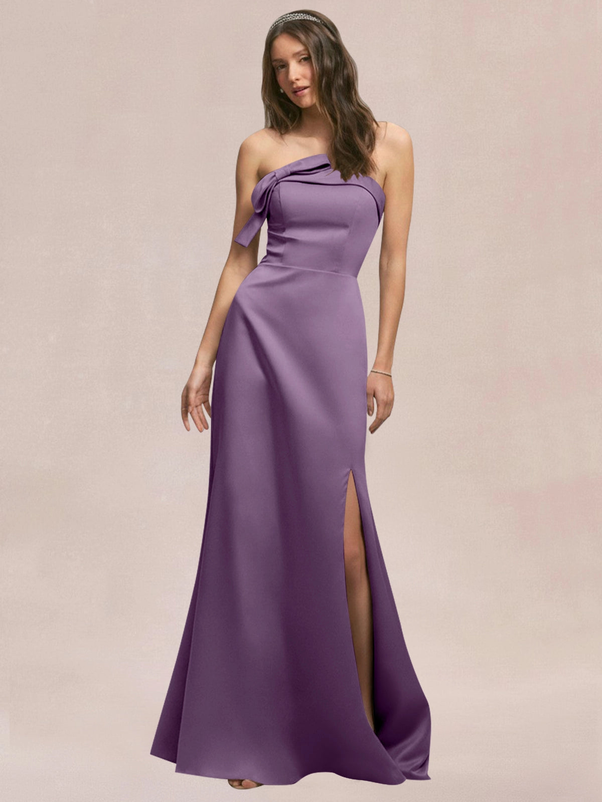 Satin Bow Accent Bridesmaid Dress 