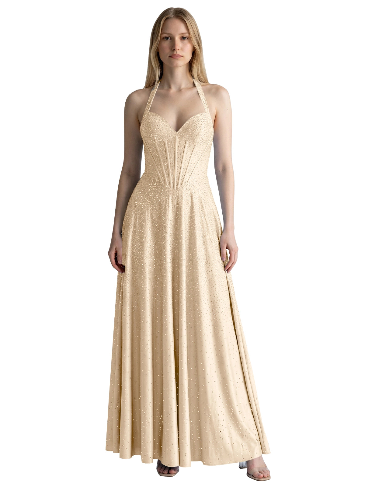Halter Beaded Prom Dress 