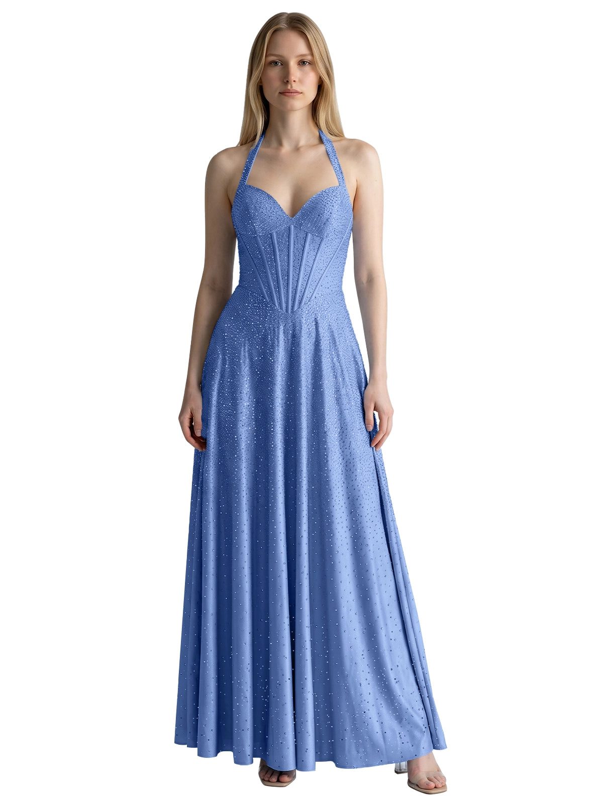 Halter Beaded Prom Dress 