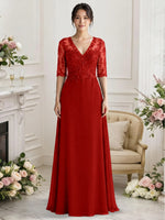 Lace Mother of the Bride Dress with Half Sleeves