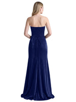 Velvet Prom Dress with Beaded Applique 