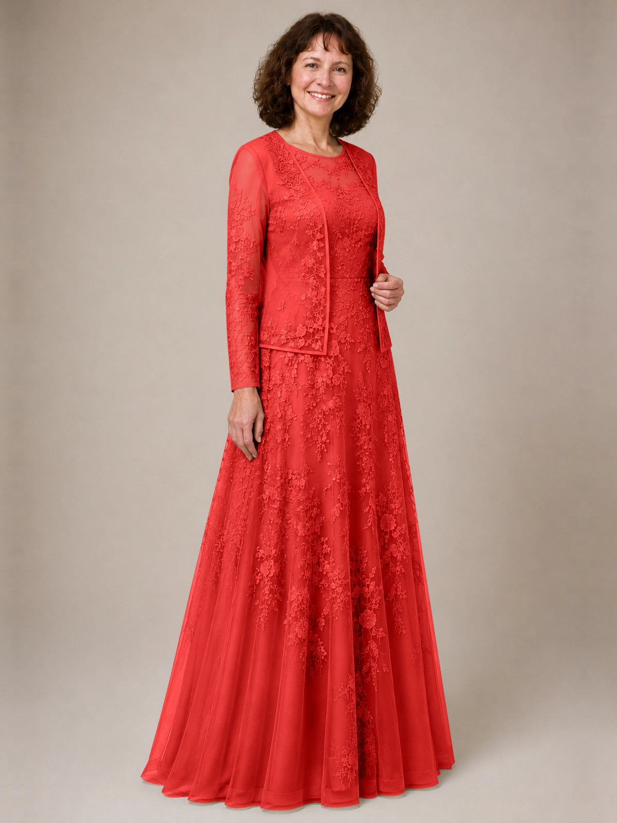 A-line Mother of the Bride Dress with Lace 
