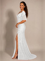 Mermaid Mother of the Bride Dress with V-neck 